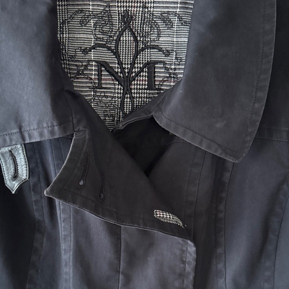 Mackage Women's Black Trim Leather Trench Coat - Picture 3 of 16